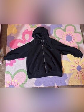 Lane Bryant Black Sherpa Fleece Zip-Up Hoodie Jacket Plus Size 22/24